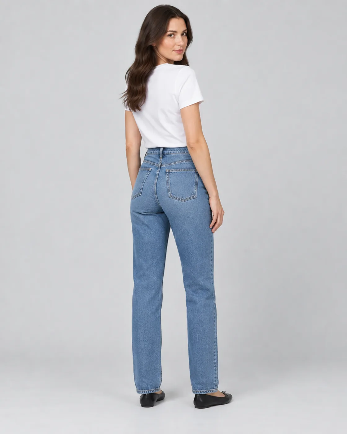 Jeans de tiro alto doblados