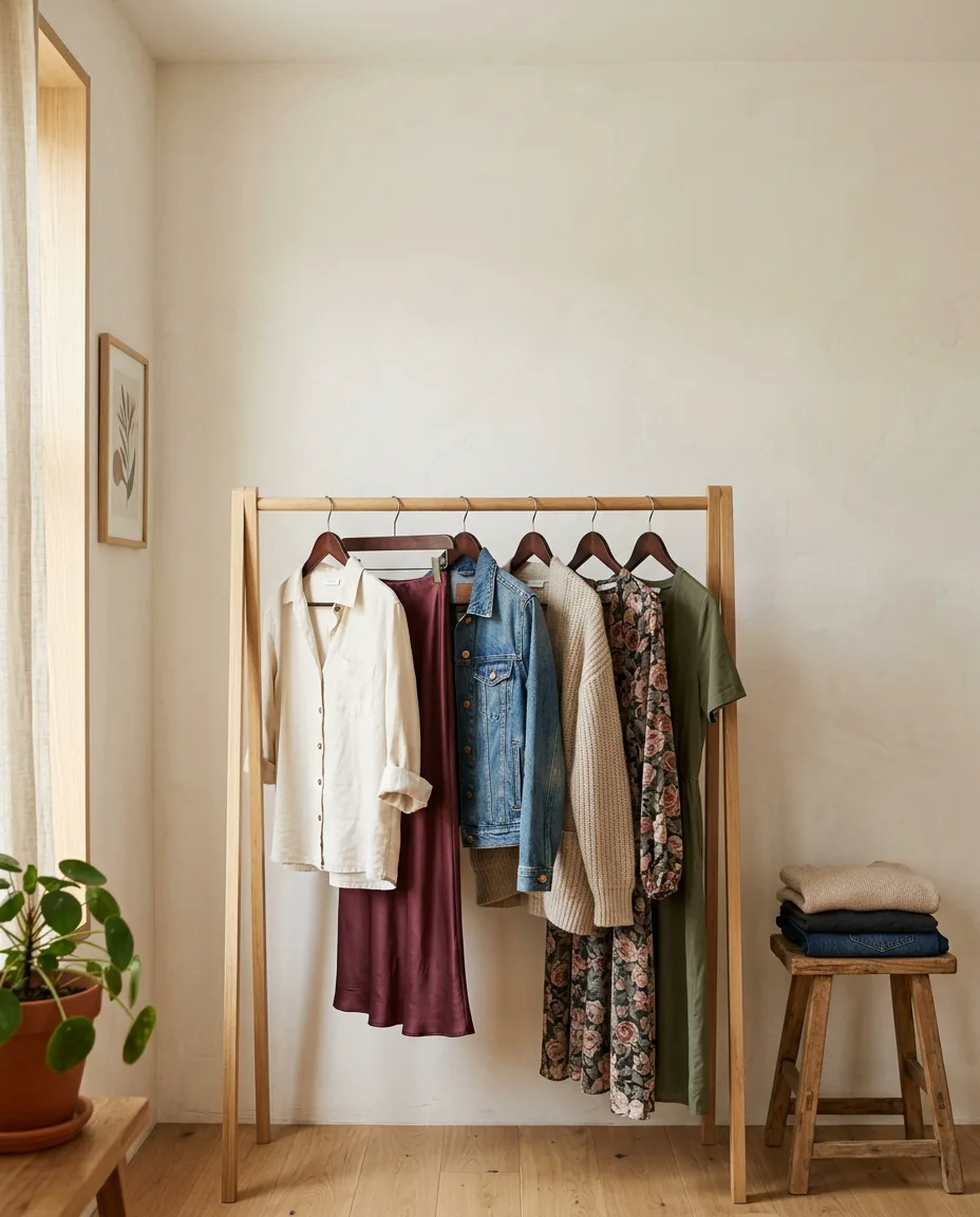 Burro de ropa con las prendas de la temporada